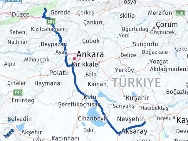 Nevşehir Mengen Bolu Arası Kaç Km - Yol Haritası