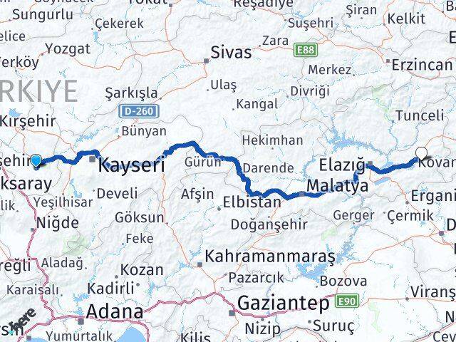 Nevşehir Palu Elazığ Arası Kaç Km - Yol Haritası