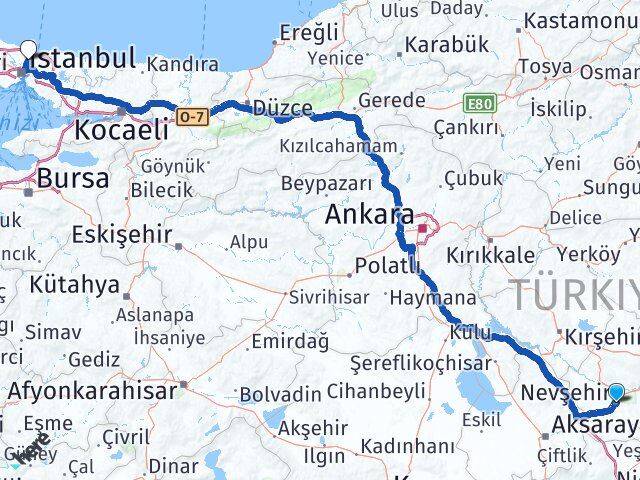 Nevşehir Sarıyer İstanbul Arası Kaç Km - Yol Haritası