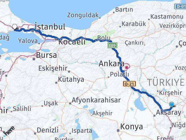 Nevşehir Silivri İstanbul Arası Kaç Km - Yol Haritası