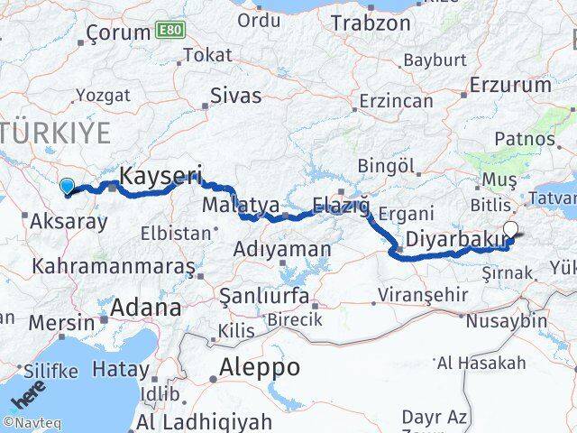 Nevşehir Şirvan Siirt Arası Kaç Km - Yol Haritası