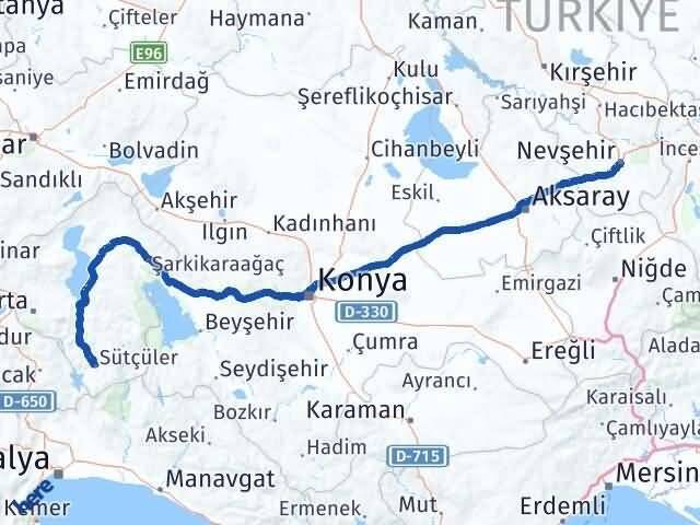 Nevşehir Sütçüler Isparta Arası Kaç Km - Yol Haritası