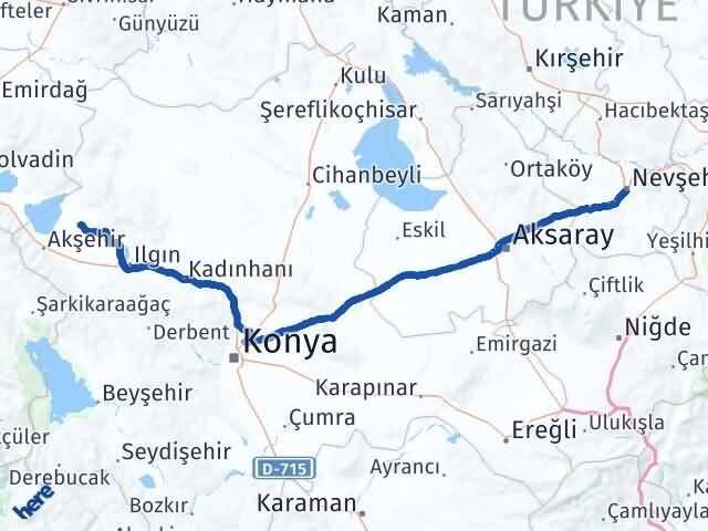 Nevşehir Tuzlukçu Konya Arası Kaç Km - Yol Haritası