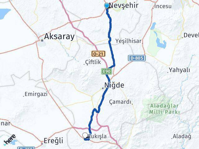 Nevşehir Ulukışla Niğde Arası Kaç Km - Yol Haritası