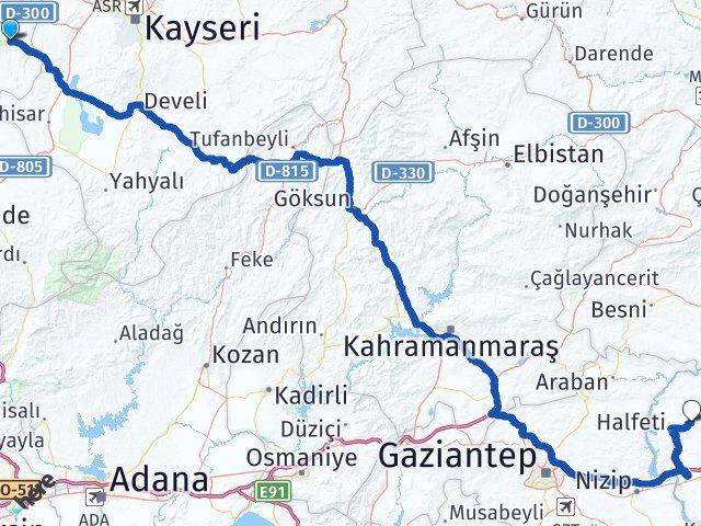 Nevşehir Ürgüp Balaban Halfeti Şanlıurfa Arası Kaç Km - Yol Haritası
