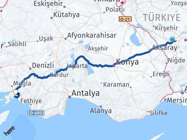 Nevşehir Ürgüp Muğla Arası Kaç Km - Yol Haritası