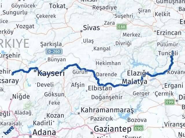 Nevşehir Yayladere Bingöl Arası Kaç Km - Yol Haritası