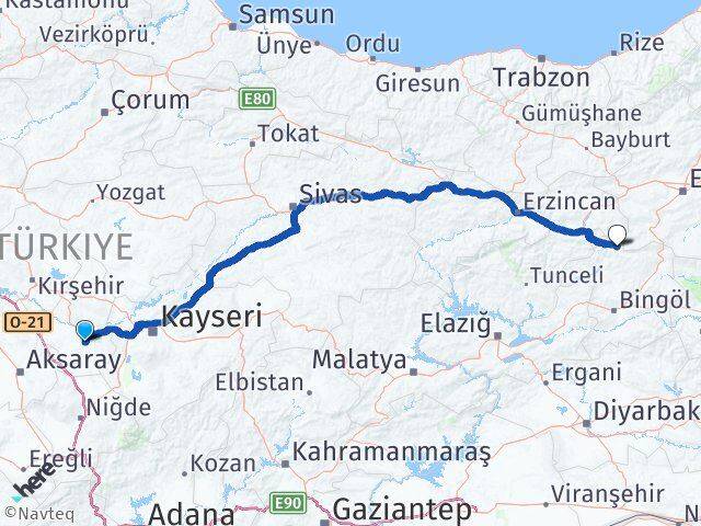 Nevşehir Yedisu Bingöl Arası Kaç Km - Yol Haritası