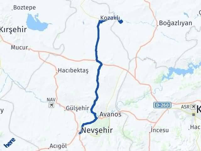 Nevşehir Yenifakılı Yozgat Arası Kaç Km - Yol Haritası