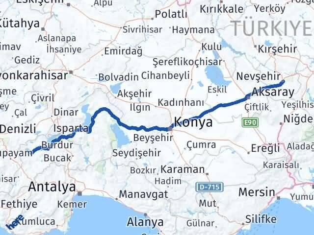 Nevşehir Yeşilova Burdur Arası Kaç Km - Yol Haritası