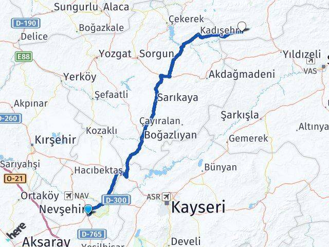 Nevşehir Yeşilyurt Tokat Arası Kaç Km - Yol Haritası