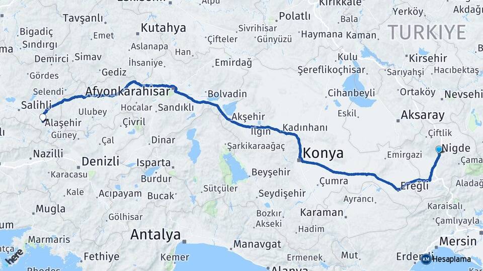 Niğde Alaşehir Manisa Arası Kaç Saat? Yol Haritası, Yakıt, Rota ve Mesafe Hesaplama Niğde Alaşehir Manisa Arası Kaç Km? Kaç Saat? Yol Haritası