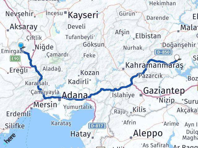 Niğde Altunhisar Adıyaman Arası Kaç Km - Yol Haritası