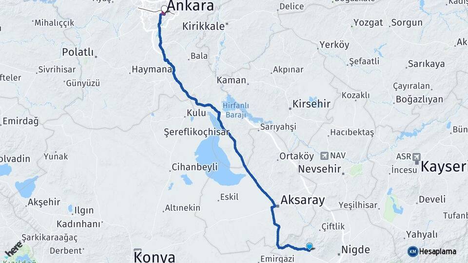 Niğde Altunhisar Ankara Arası Kaç Km - Yol Haritası