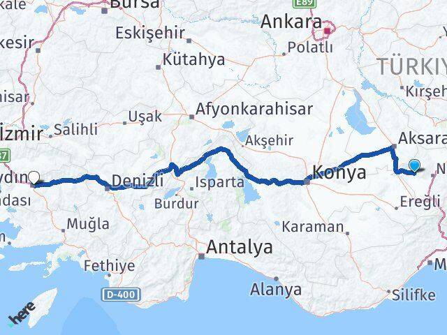 Niğde Altunhisar Aydın Arası Kaç Km - Yol Haritası
