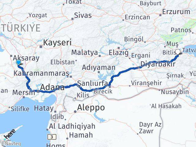 Niğde Altunhisar Bitlis Arası Kaç Km - Yol Haritası