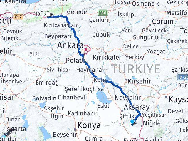 Niğde Altunhisar Bolu Arası Kaç Km - Yol Haritası