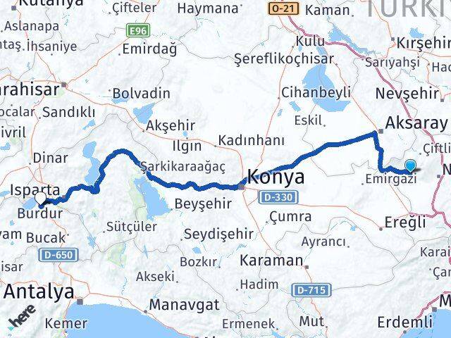 Niğde Altunhisar Burdur Arası Kaç Km - Yol Haritası