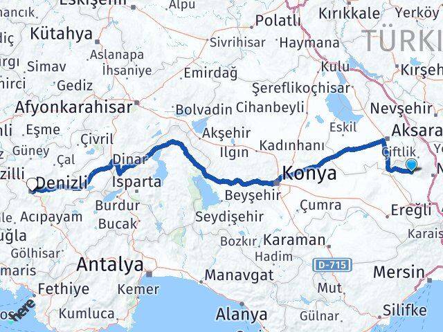 Niğde Altunhisar Denizli Arası Kaç Km - Yol Haritası