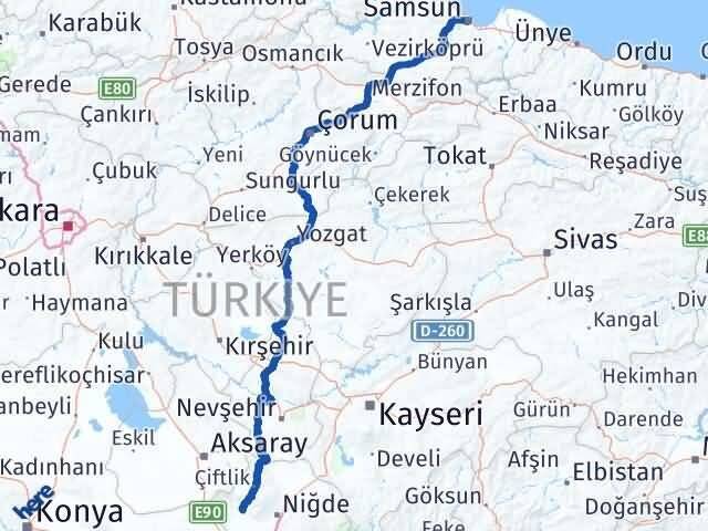 Niğde Altunhisar Samsun Arası Kaç Km - Yol Haritası