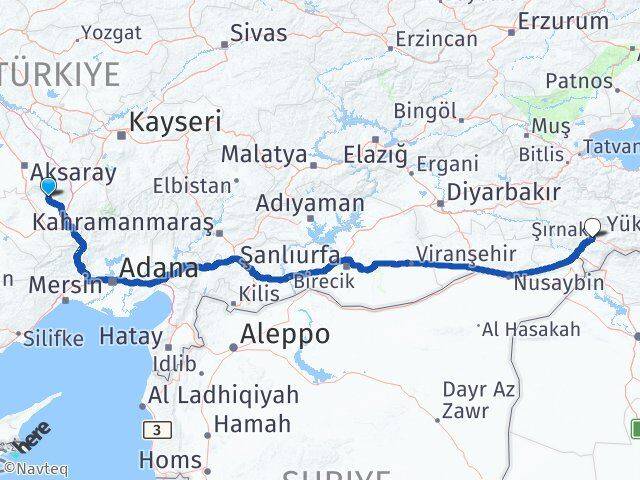 Niğde Altunhisar Şırnak Arası Kaç Km - Yol Haritası