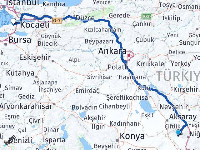 Niğde Altunhisar Yalova Arası Kaç Km - Yol Haritası