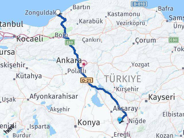 Niğde Altunhisar Zonguldak Arası Kaç Km - Yol Haritası