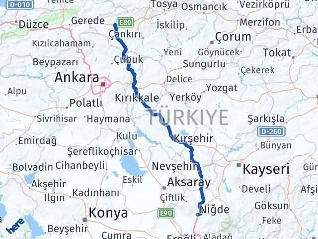 Niğde Atkaracalar Çankırı Arası Kaç Km - Yol Haritası