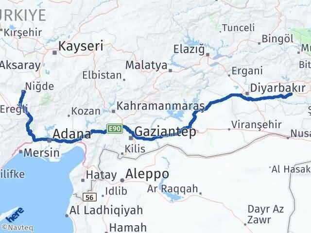 Niğde Beşiri Batman Arası Kaç Km - Yol Haritası
