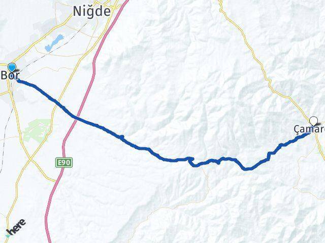 Niğde Bor Çamardı Arası Kaç Km - Yol Haritası