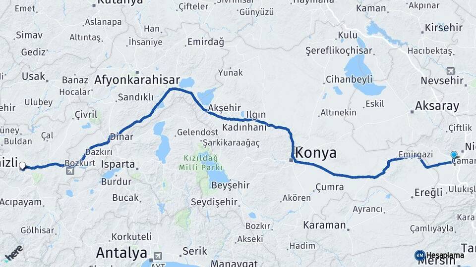 Niğde Bor Denizli Arası Kaç Km - Yol Haritası