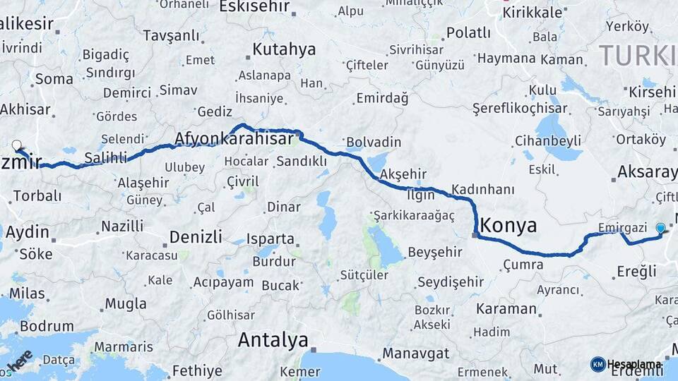 Niğde Bor Manisa Arası Kaç Km - Yol Haritası