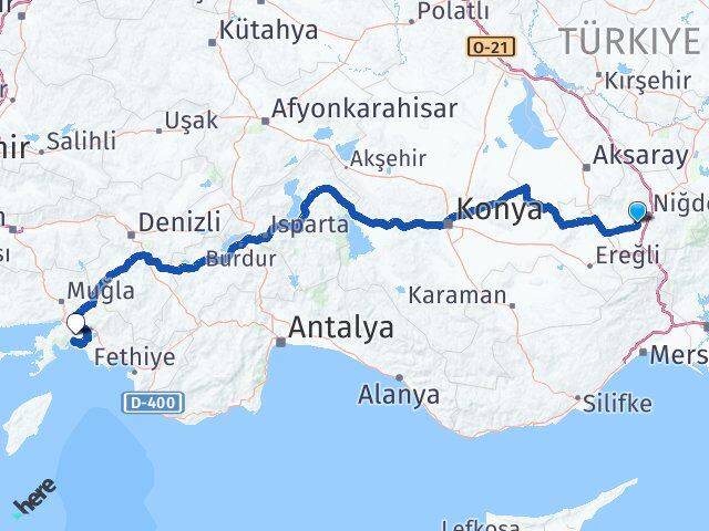 Niğde Bor Muğla Arası Kaç Km - Yol Haritası