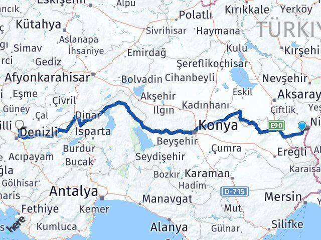 Niğde Bor Pamukkale Denizli Arası Kaç Km - Yol Haritası