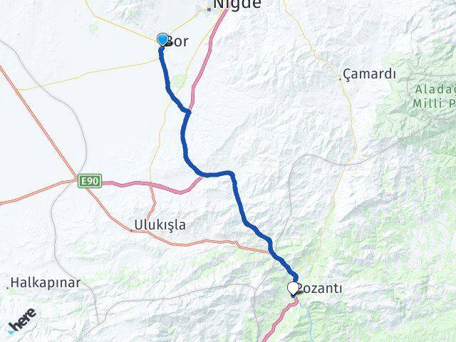 Niğde Bor Pozantı Adana Arası Kaç Km - Yol Haritası