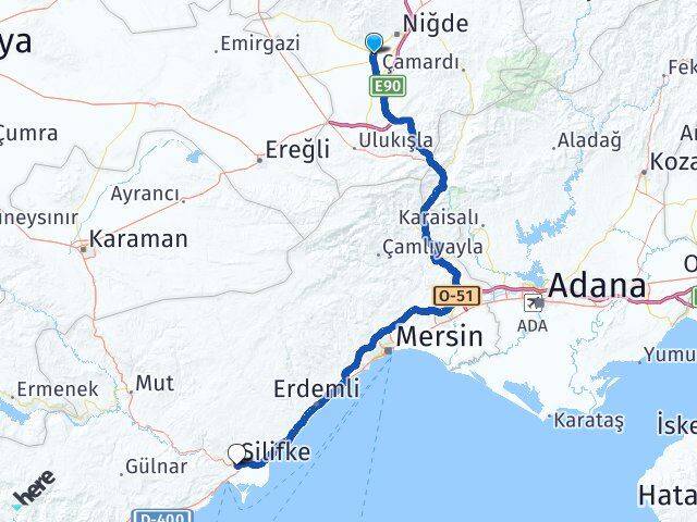 Niğde Bor Silifke Mersin Arası Kaç Km - Yol Haritası