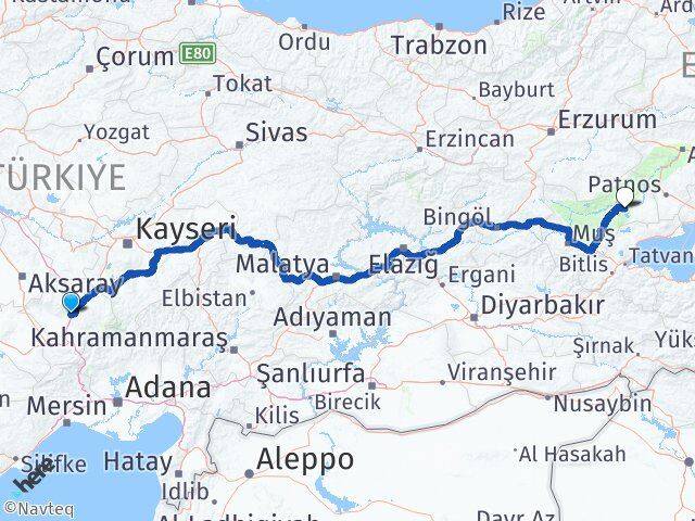 Niğde Bulanık Muş Arası Kaç Km - Yol Haritası