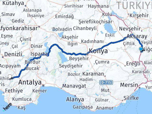 Niğde Çameli Denizli Arası Kaç Km - Yol Haritası