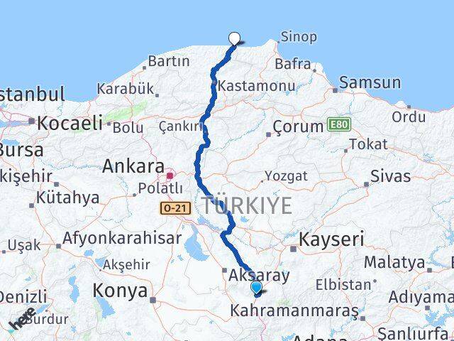 Niğde Çatalzeytin Kastamonu Arası Kaç Km - Yol Haritası