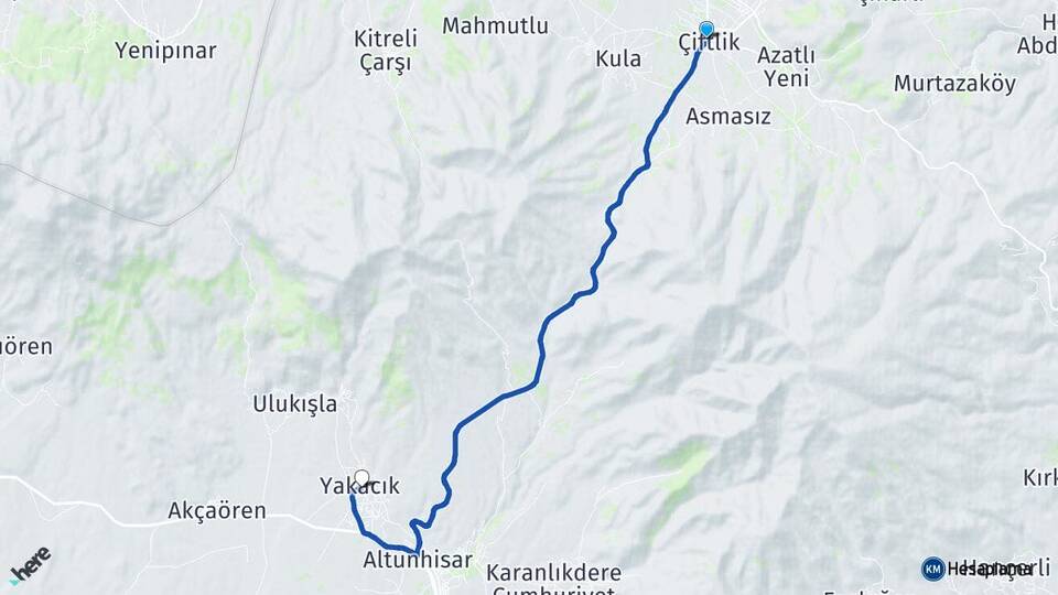 Niğde Çiftlik Yakacık Altunhisar Arası Kaç Km - Yol Haritası