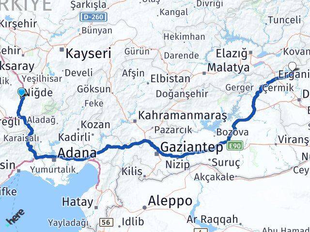 Niğde Dicle Diyarbakır Arası Kaç Km - Yol Haritası
