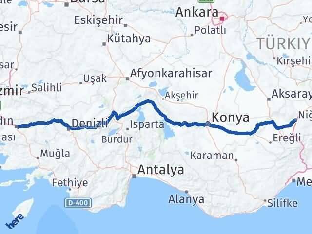 Niğde Efeler Aydın Arası Kaç Km - Yol Haritası