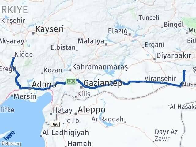 Niğde Gercüş Batman Arası Kaç Km - Yol Haritası