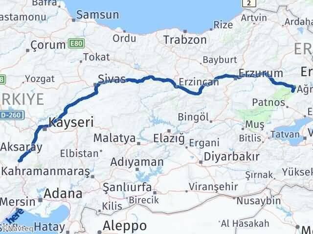 Niğde Hamur Ağrı Arası Kaç Km - Yol Haritası
