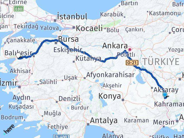 Niğde Havran Balıkesir Arası Kaç Km - Yol Haritası