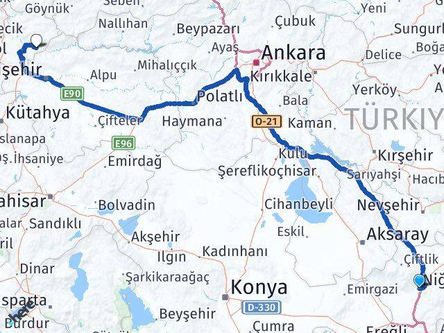 Niğde İnhisar Bilecik Arası Kaç Km - Yol Haritası