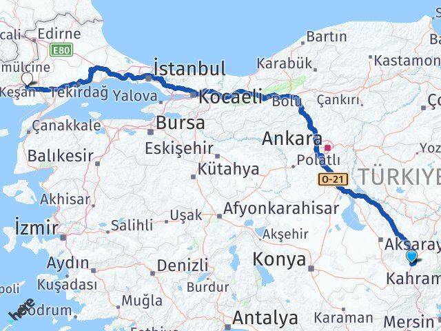 Niğde İpsala Edirne Arası Kaç Km - Yol Haritası