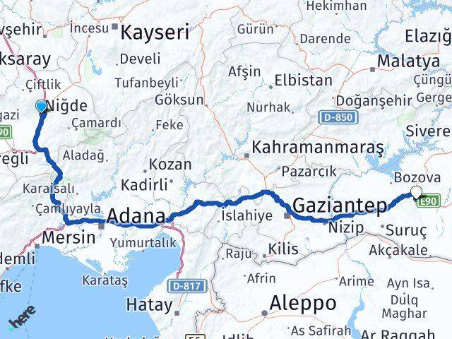 Niğde Karaköprü Şanlıurfa Arası Kaç Km - Yol Haritası