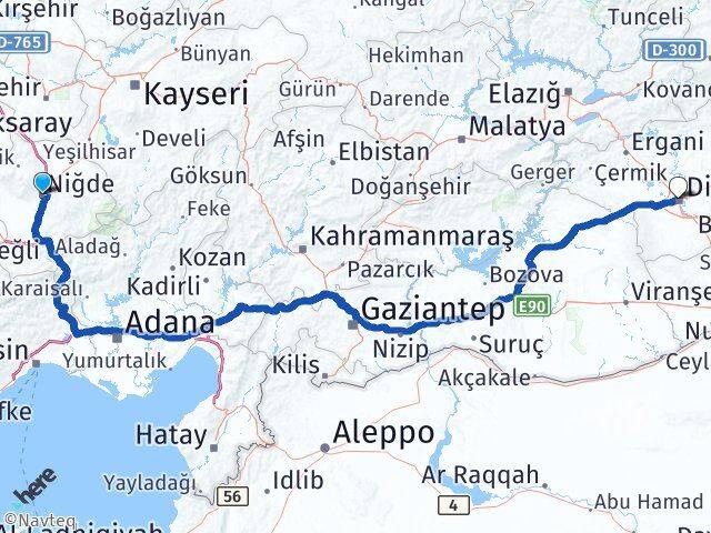 Niğde Kayapınar Diyarbakır Arası Kaç Km - Yol Haritası