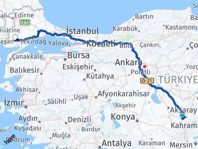 Niğde Keşan Edirne Arası Kaç Km - Yol Haritası